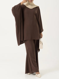 Ensemble Modeste Cape Fluide Marron